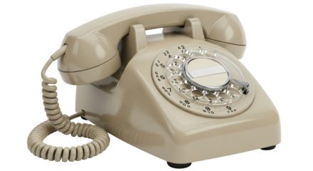 Isolated Beige Rotary Dial Telephone