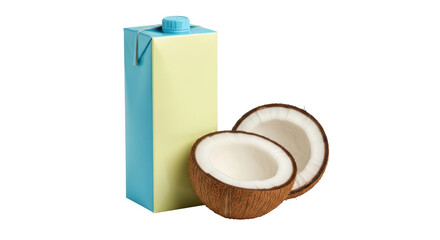 Isolated Coconut with Carton of Coconut Milk