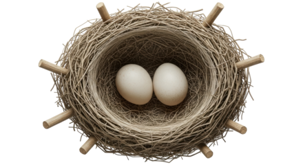 Isolated Bird Nest with Eggs