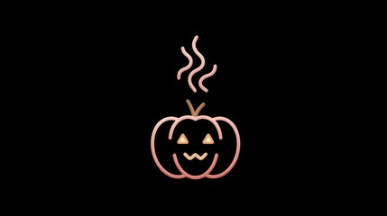 Pumpkin with smiling face and steam on black background  