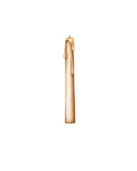 Watercolor candle with wax drips. Perfect for greeting cards, decor, posters, packaging, seasonal and holiday projects.
