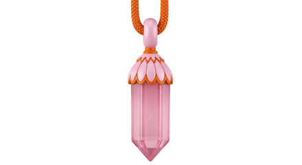 Isolated Rose Quartz Crystal Pendant