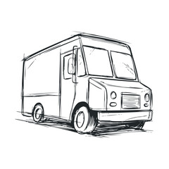 Delivery truck sketch for transportation and logistics design. Vector illustration