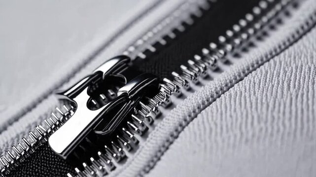 fastened clothing zipper presented on white background