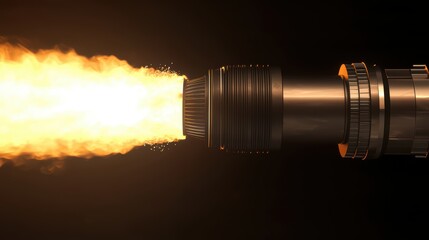 Rocket Engine Ignition with Flames and Sparks Emitting in a Dark Background Perfect for Technological Concepts