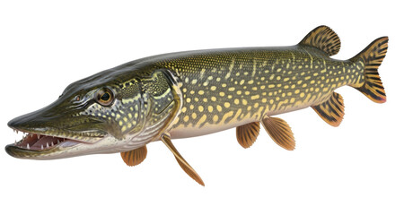 Isolated Pike Fish with Sharp Teeth