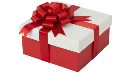 Isolated Red and White Gift Box with Ribbon