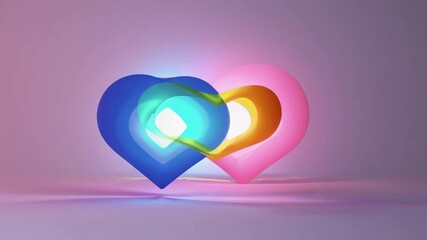 Awareness concept for World Down Syndrome Day with yellow and blue heart on pastel backdrop