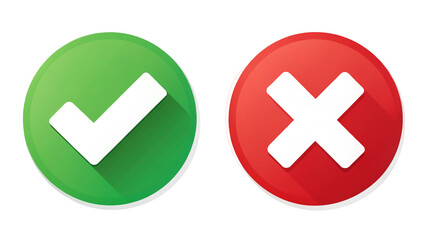 Fototapeta premium Checkmark and Cross Mark – Clean Flat Icons on White Background PNG