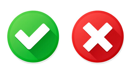 Obraz premium Checkmark and Cross Mark – Clean Flat Icons on White Background PNG