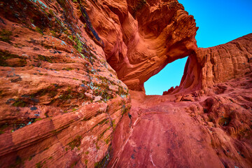 Red Rock Arch Formation and Textured Sandstone at Gold Butte National Monument