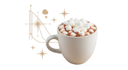Isolated Cup of Hot Chocolate with Marshmallows