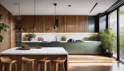 modern bamboo kitchen sleek design quartz countertops ecofriendly materials and contemporary feel