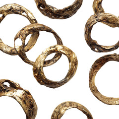 Abstract Composition of Gold Rings A Textural Study in Circular Forms isolated on transparent background