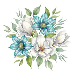 floral elegance, watercolor wedding bouquet, delicate botanical illustration