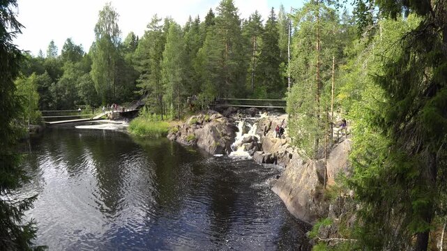 Republic of Karelia. Mountain Park. Akhvenkoski Waterfall
