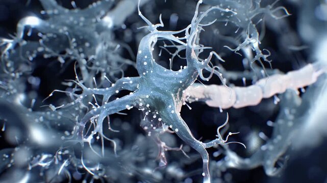 Neuron communicating with synapses in the nervous system