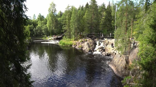 Republic of Karelia. Mountain Park. Akhvenkoski Waterfall