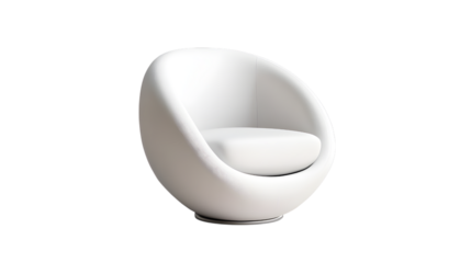White egg shaped armchair isolated on a transparent background