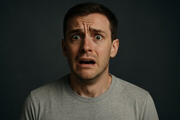Fototapeta premium Anxious Expression - Caucasian Male Close-Up Portrait