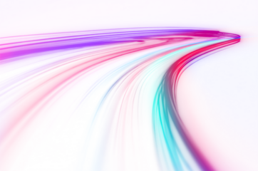 Light trail wave, fire path trace line, car lights, optic fiber and incandescence curve twirl. Abstract background in blue and purple neon glow colors. PNG.	