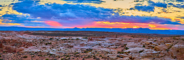 Alstrom Point Desert Panorama at Sunset Lake Powell Utah Golden Hour