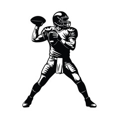 American Football Quarterback Throwing a Pass in an Action Pose Illustration