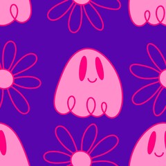 Halloween ghost seamless cute cartoon pattern for wrapping paper and fabrics and kids clothes print and packaging