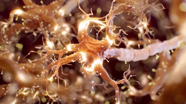 Neuron firing and transmitting signals montage