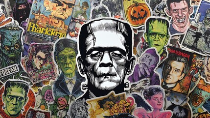 image of a Frankenstein themed sticker