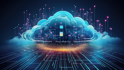 abstract visualization of cloud architecture with digital pathways cloud computing network infrastructure
