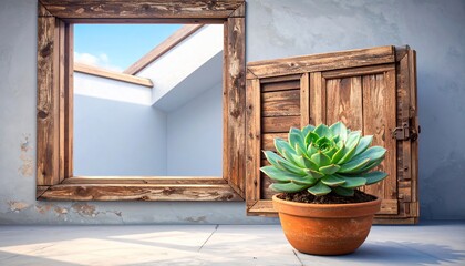 Serene Succulent Still Life: Rustic Charm and Tranquil Light