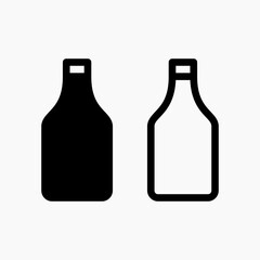 Sauce Bottle Icon in Outline and Solid Style