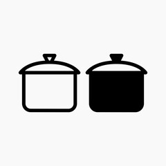 Cooking Pot Icon in Outline and Solid Style