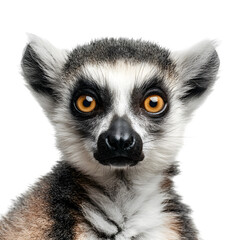 Obraz premium Curious Ring-tailed Lemur with Striking Orange Eyes and Distinctive Face Markings
