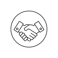 Minimalist Line Art of Handshake in Circle &ndash; Black and White Illustration of Partnership, Agreement, and Collaboration
