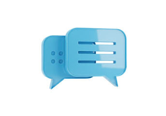 Isolated pair of blue 3D render speech bubbles with text lines as messages for communication