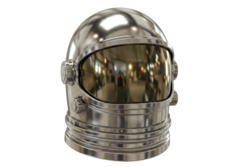 Isolated Astronaut Helmet Ready for Space Exploration in Detailed Silver Design