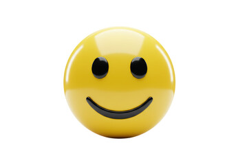 Isolated Yellow Smiley Face Glossy 3D Model with a Happy Expression and Smiling Mouth