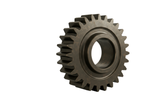 Isolated gear wheel rendering, sprocket part, bronze, antique industrial machinery component