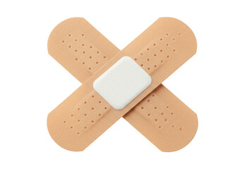 Isolated crisscross bandages first aid medical dressing to cover and protect wounds skin