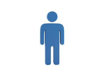 Isolated blue man icon of human, minimal, stylized figure standing facing the viewer