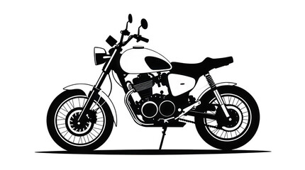 Obraz premium A detailed black and white illustration of a classic motorcycle highlighting its sleek shape and design elements perfect for enthusiasts and art lovers