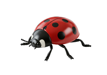 Isolated ladybug model in realistic style, red and black insect with dots, nature toy