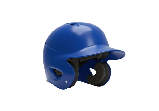 Isolated bright blue batting helmet on a clean bright surface ready for sport action photography