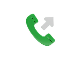 Isolated Green Telephone Receiver with Arrow Symbol Indicating Communication Flow Concept