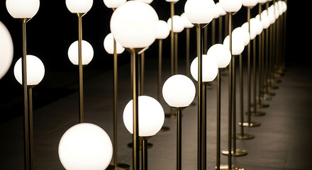 Modern minimalist lighting design with glowing orb lamps creating a stunning, elegant atmosphere, ideal for interior design and decor