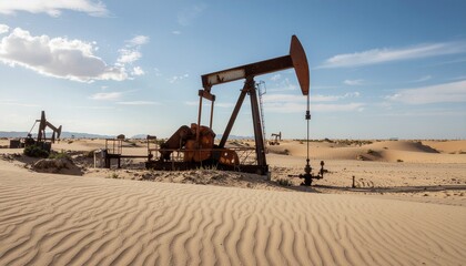 Abandoned Oil Pumpjack in Desert