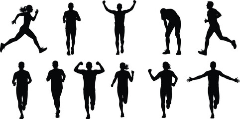 running, jogging, silhouette, fitness, exercise, sport, people, athlete