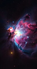 Obraz premium Photo of a vibrant nebula glows with cosmic colors in deep space